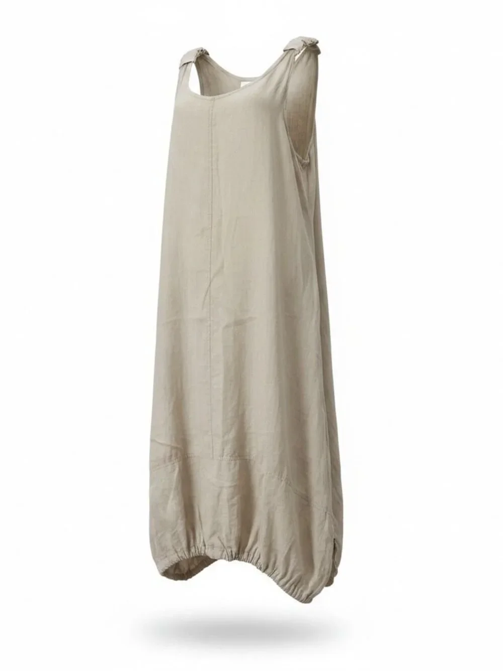Greek Linen Maxi Dress | Hydra Greece One Size Resort Dress | Beige Boho - Picture 6 of 6